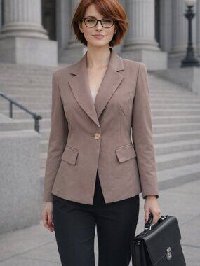 Harve Benard Womens Blazer Size 6 Tan Single Button Career Jacket